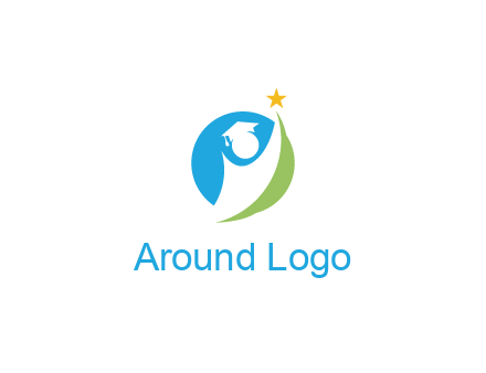 negative spacing student icon in circle with star