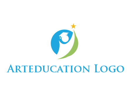 negative spacing student icon in circle with star