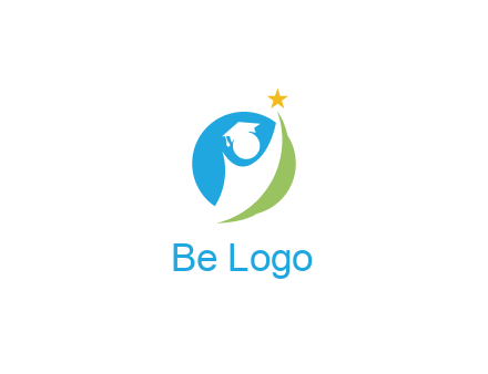 negative spacing student icon in circle with star