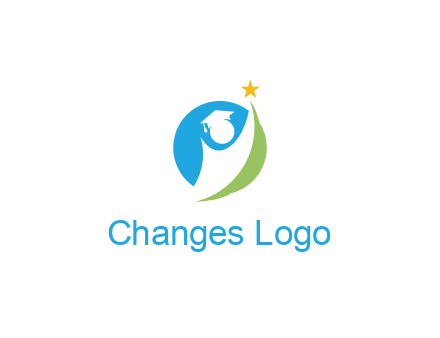 negative spacing student icon in circle with star