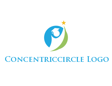 negative spacing student icon in circle with star