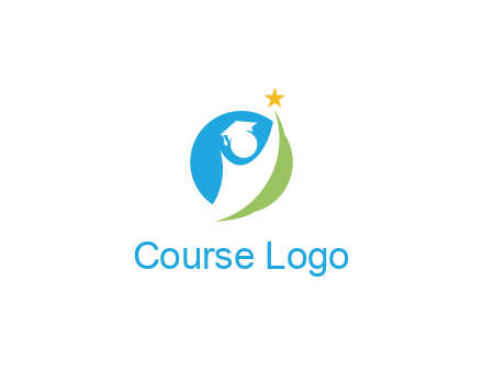 negative spacing student icon in circle with star