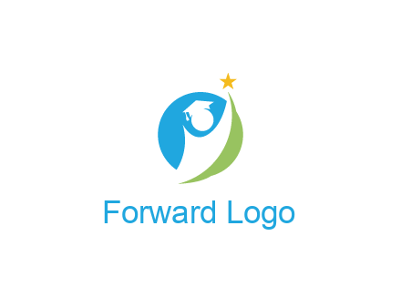 negative spacing student icon in circle with star