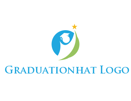 negative spacing student icon in circle with star