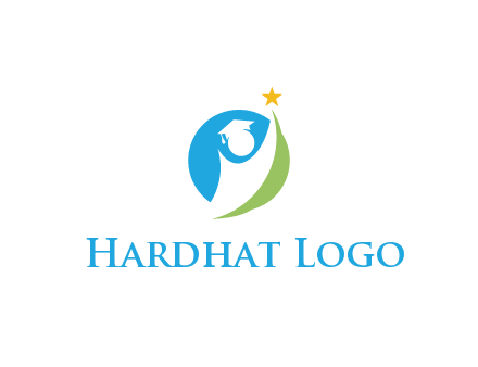 negative spacing student icon in circle with star