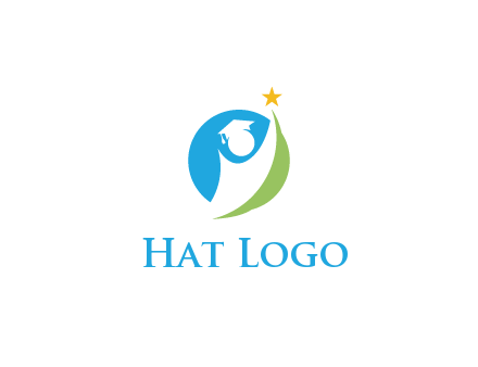 negative spacing student icon in circle with star