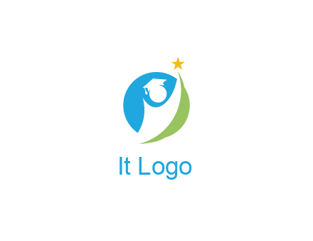 negative spacing student icon in circle with star