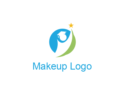 negative spacing student icon in circle with star