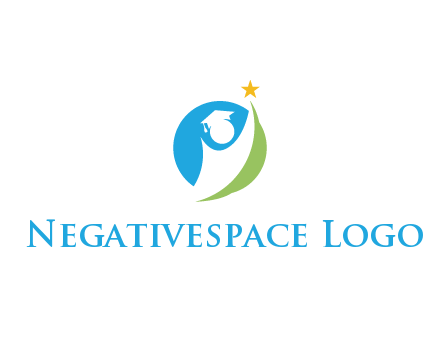 negative spacing student icon in circle with star