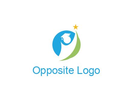 negative spacing student icon in circle with star