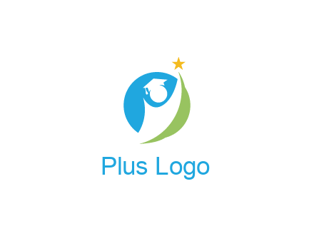 negative spacing student icon in circle with star
