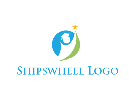 negative spacing student icon in circle with star
