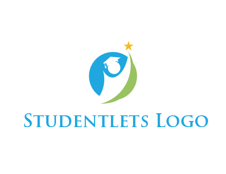 negative spacing student icon in circle with star