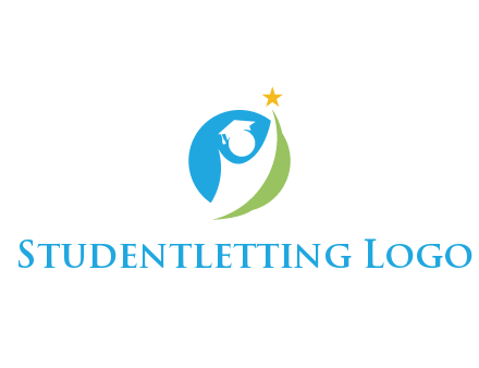 negative spacing student icon in circle with star