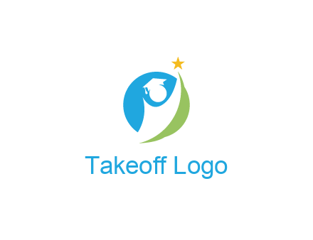 negative spacing student icon in circle with star