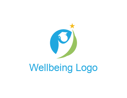 negative spacing student icon in circle with star