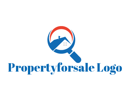 abstract house with swoosh in magnifying glass