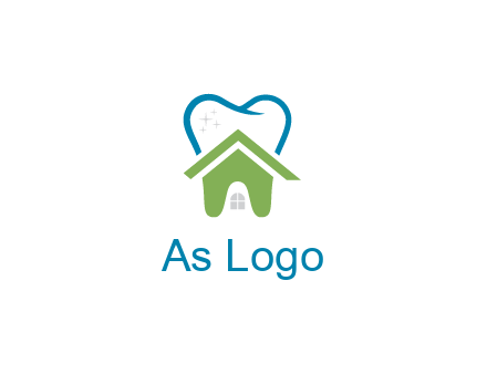 line art teeth behind abstract house