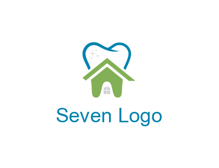 line art teeth behind abstract house