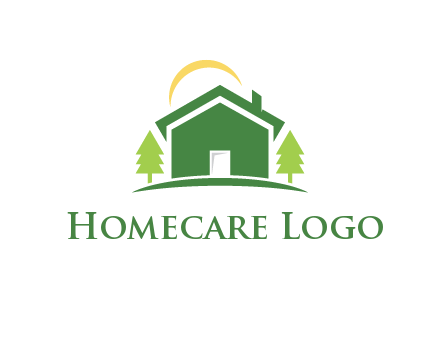 sun above house and trees