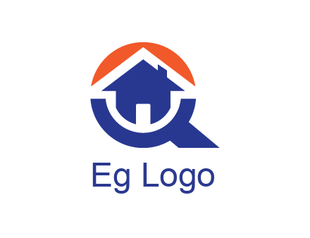 negative spacing arrow in magnifying glass with house