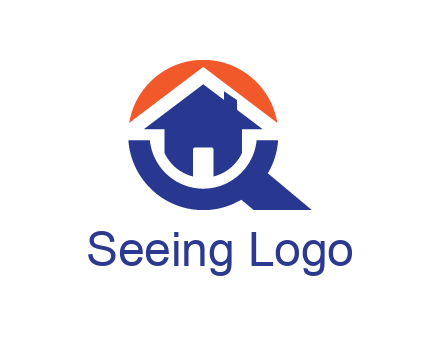negative spacing arrow in magnifying glass with house