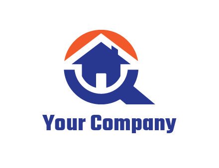 negative spacing arrow in magnifying glass with house