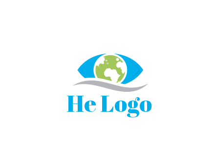 abstract eye with globe and swoosh