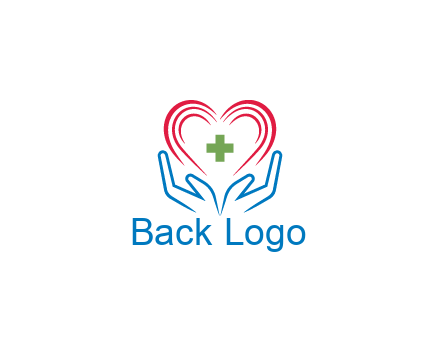 line art hands and heart with first aid sign