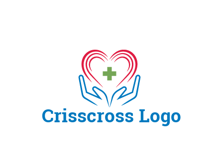 line art hands and heart with first aid sign