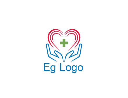 line art hands and heart with first aid sign
