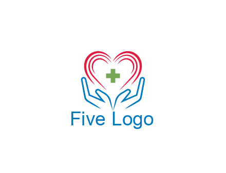 line art hands and heart with first aid sign