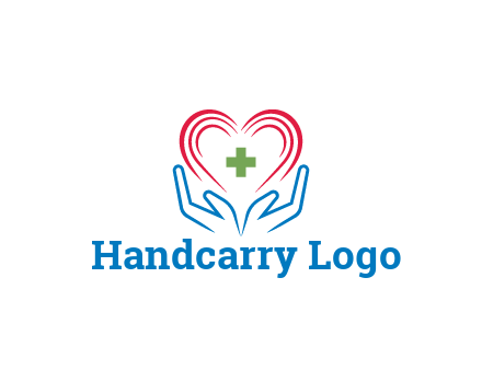 line art hands and heart with first aid sign