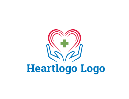 line art hands and heart with first aid sign