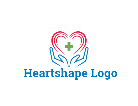 line art hands and heart with first aid sign