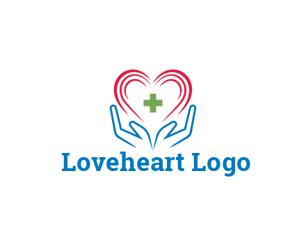 line art hands and heart with first aid sign