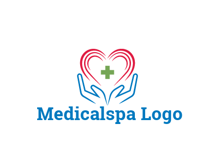 line art hands and heart with first aid sign