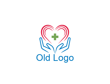 line art hands and heart with first aid sign