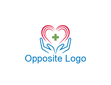 line art hands and heart with first aid sign