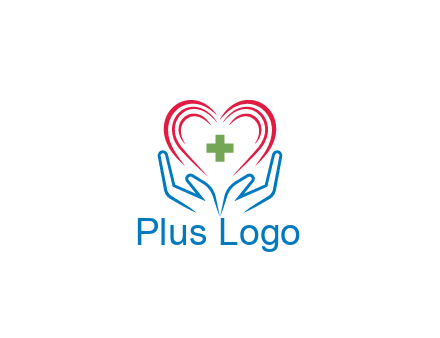 line art hands and heart with first aid sign
