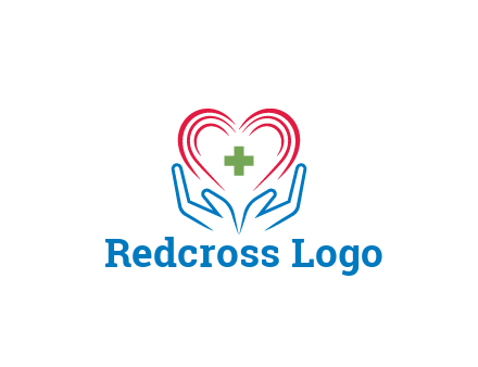 line art hands and heart with first aid sign