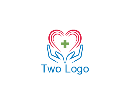 line art hands and heart with first aid sign