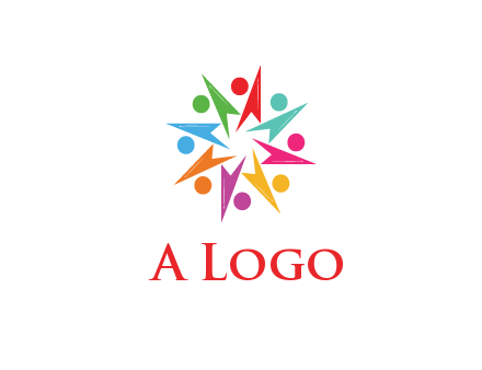 rotating colorful arrows with circles forming star