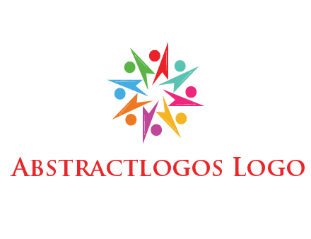 rotating colorful arrows with circles forming star