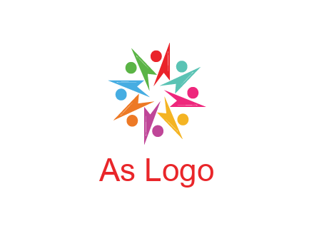 rotating colorful arrows with circles forming star