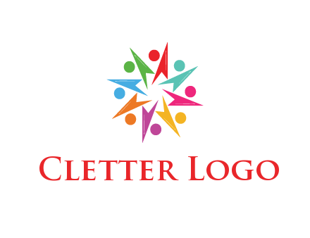 rotating colorful arrows with circles forming star