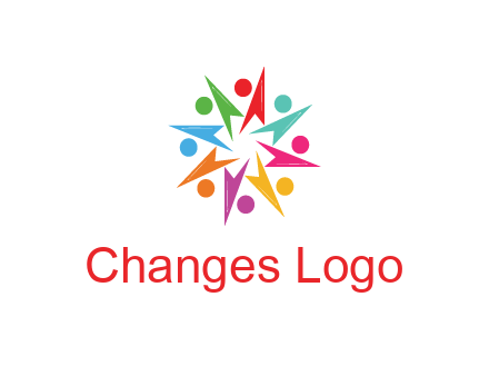 rotating colorful arrows with circles forming star