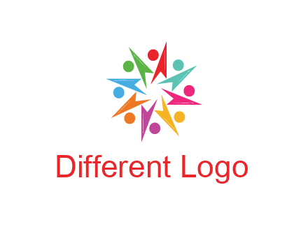 rotating colorful arrows with circles forming star