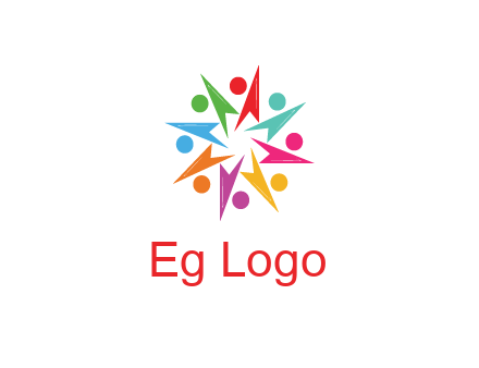 rotating colorful arrows with circles forming star