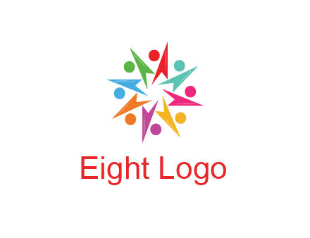 rotating colorful arrows with circles forming star